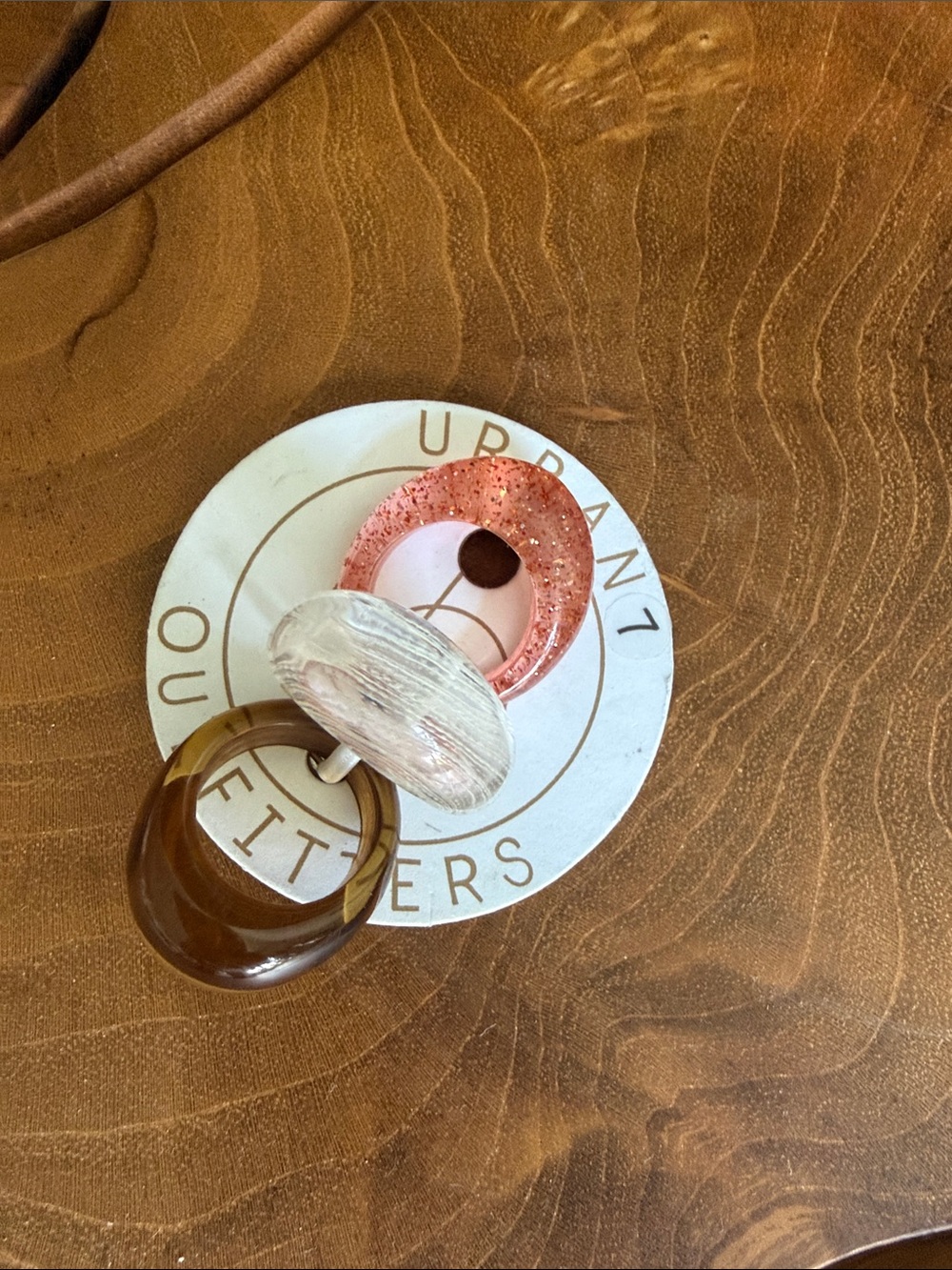 Urban Outfitters Glitter Resin Dome Ring in Pink, Clear and Tigers Eye Size 7